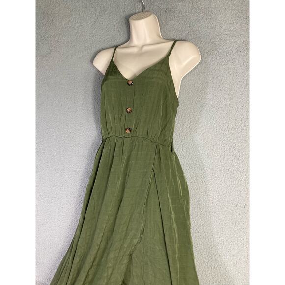 Women's Green Wrap Cami Midi Dress One Size Casual‎ - Picture 4 of 10